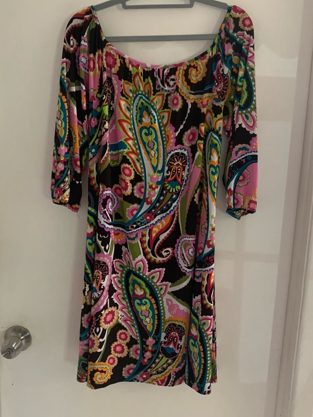 Lily Multicolor Paisley Midi Dress in Black and Pink